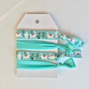 Decorative Hair Ties Llamas - Set of 4 Teal